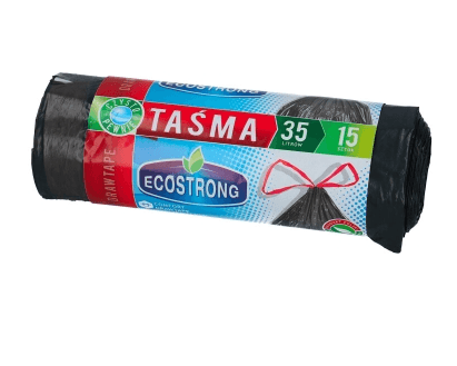 Worki na śmieci 35L / 15szt ECOSTRONG LDPE mocne z taśmą, czarne