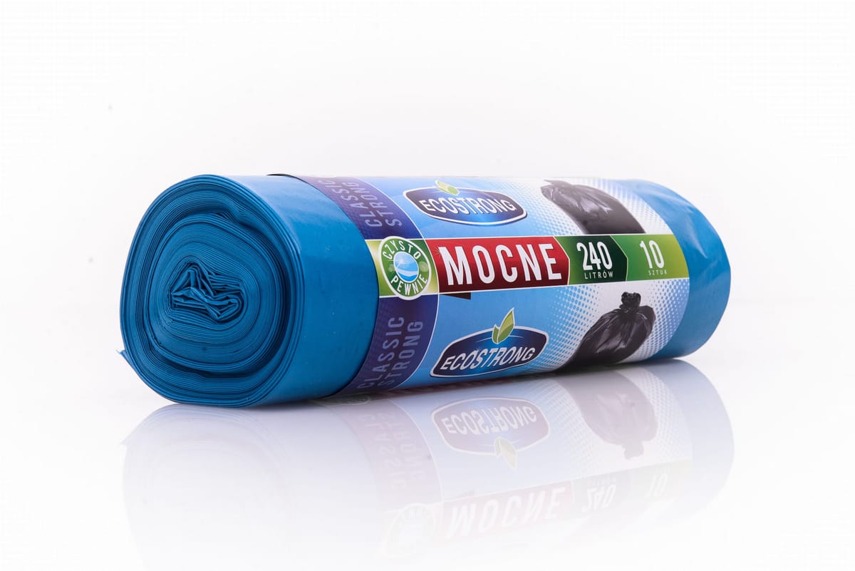 Worki na śmieci 240l/ 10szt ECOSTRONG MOCNE LDPE niebieskie