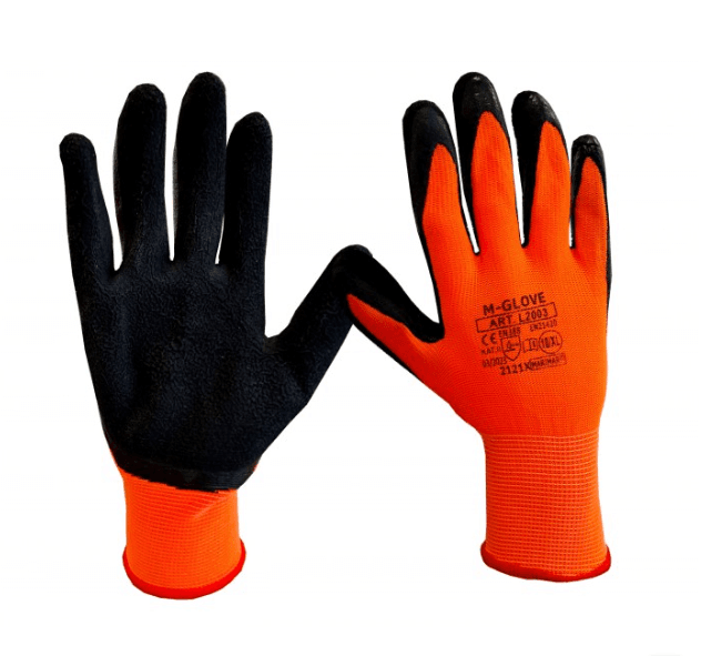 Rękawice ochronne powlekane lateksem M-GLOVE L2003 czrno-czerwone