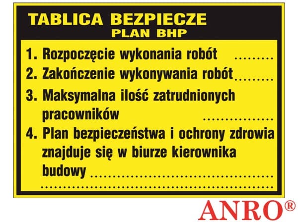 Znak Tablica bezpieczeństwa plan BHP ZZ-B31 700X900 płyta