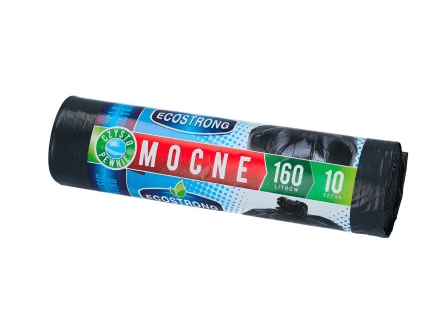 Worki na śmieci 160l/ 10szt ECOSTRONG MOCNE LDPE czarnr