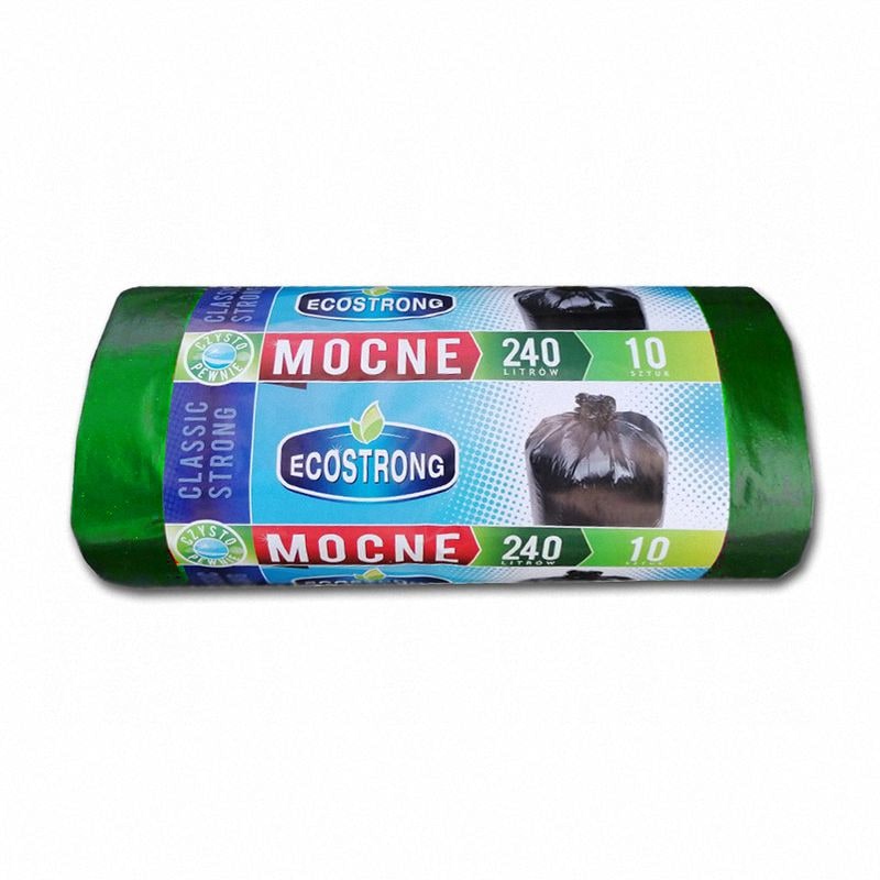 Worki na śmieci 240l/ 10szt ECOSTRONG MOCNE LDPE zielone