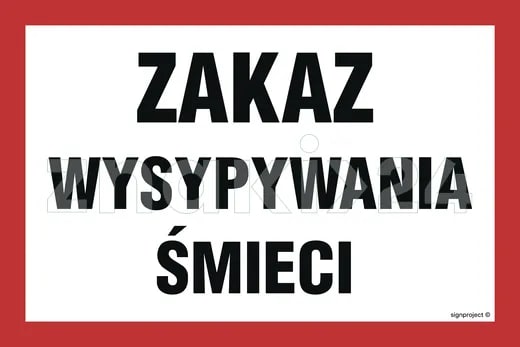Znak Zakaz wysypywania śmieci OD020BCPN płyta