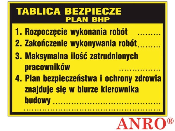 Znak Tablica bezpieczeństwa plan BHP ZZ-B31 700X900 płyta