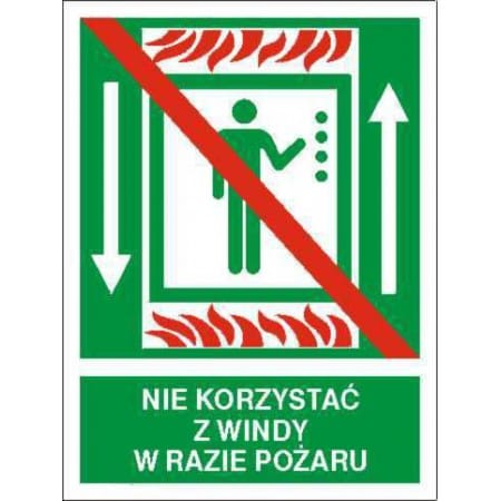 Znak Nie korzystać z windy w razie pożaru AC028CBPS płyta