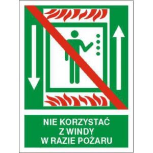 ZNAK NIE KORZYSTAĆ Z WINDY W RAZIE POŻARU PŁYTA AC028CBPS