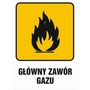 ZNAK GŁÓWNY ZAWÓR GAZU  PŁYTA 150X225 JD002 PN