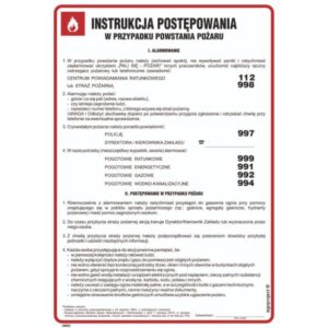 ZNAK INSTR. POSTĘP. W PRZYPADKU POWSTANIA POŻARU DB003 245X350 HN