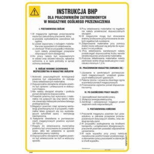 ZNAK INSTRUKCJA OGÓLNA BHP DLA PRACOWNIKÓW ZATRUDNIONYCH NA MAGAZYNIE IAE10 PŁYTA